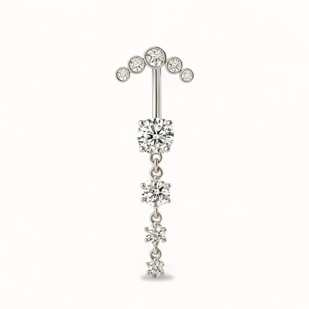 Elegant Titanium & Cubic Zirconia Navel Piercing