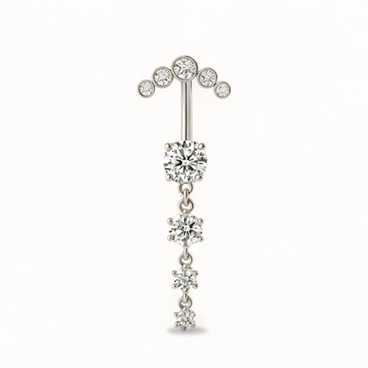 Elegant Titanium & Cubic Zirconia Navel Piercing