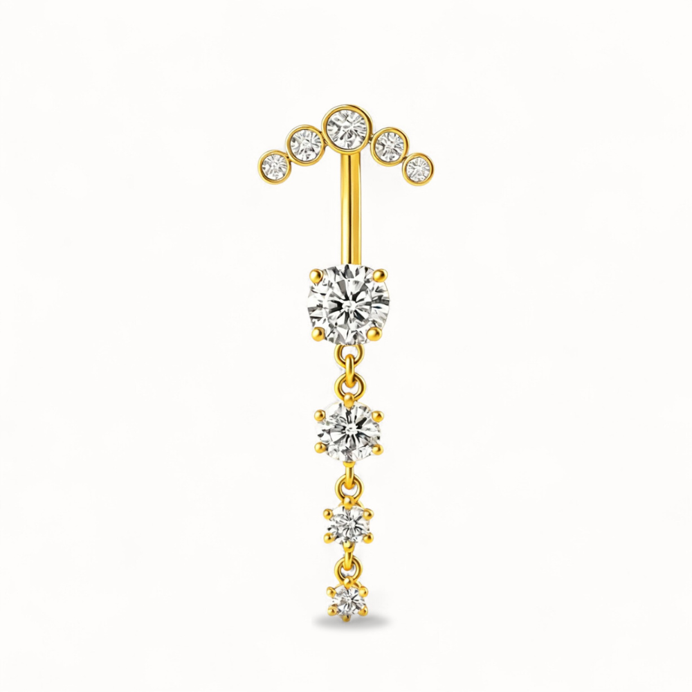 Elegant Titanium & Cubic Zirconia Navel Piercing