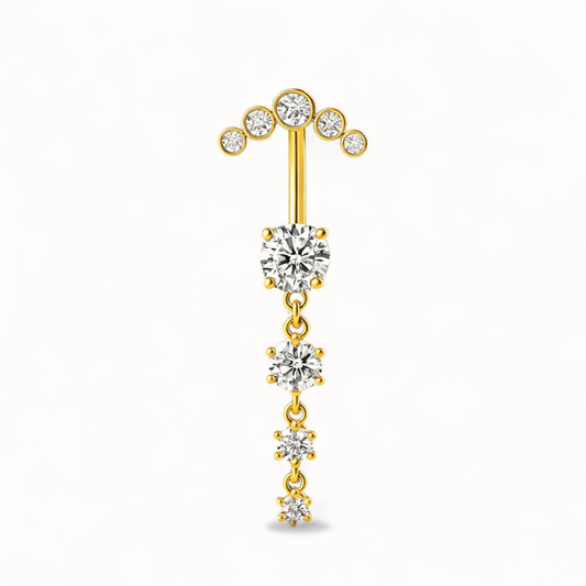 Elegant Titanium & Cubic Zirconia Navel Piercing
