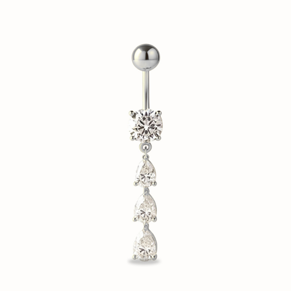 Triple CZ Titanium Belly Button Piercing