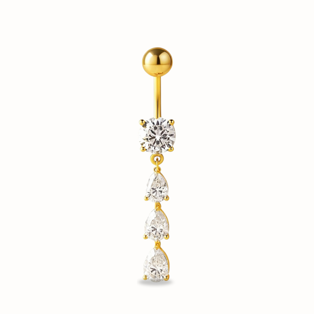 Triple CZ Titanium Belly Button Piercing