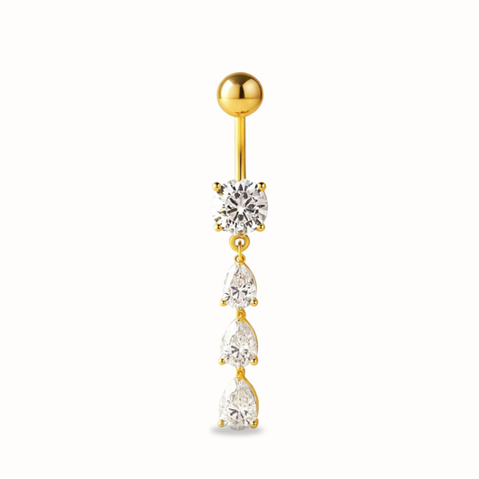 Triple CZ Titanium Belly Button Piercing