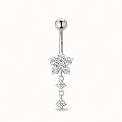 CZ Flower Titanium Belly Button Piercing