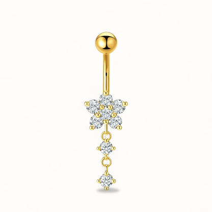 CZ Flower Titanium Belly Button Piercing
