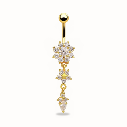 Triple Flower Titanium Belly Button Piercing