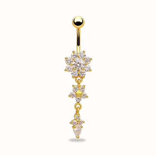 Triple Flower Titanium Belly Button Piercing