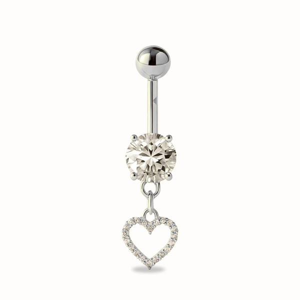 Heart Charm Titanium Belly Button Piercing