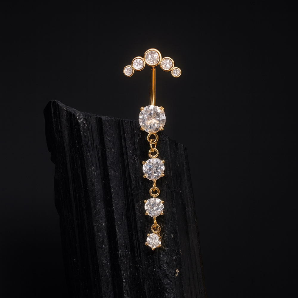 Elegant Titanium & Cubic Zirconia Navel Piercing