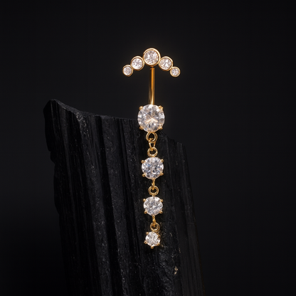 Elegant Titanium & Cubic Zirconia Navel Piercing