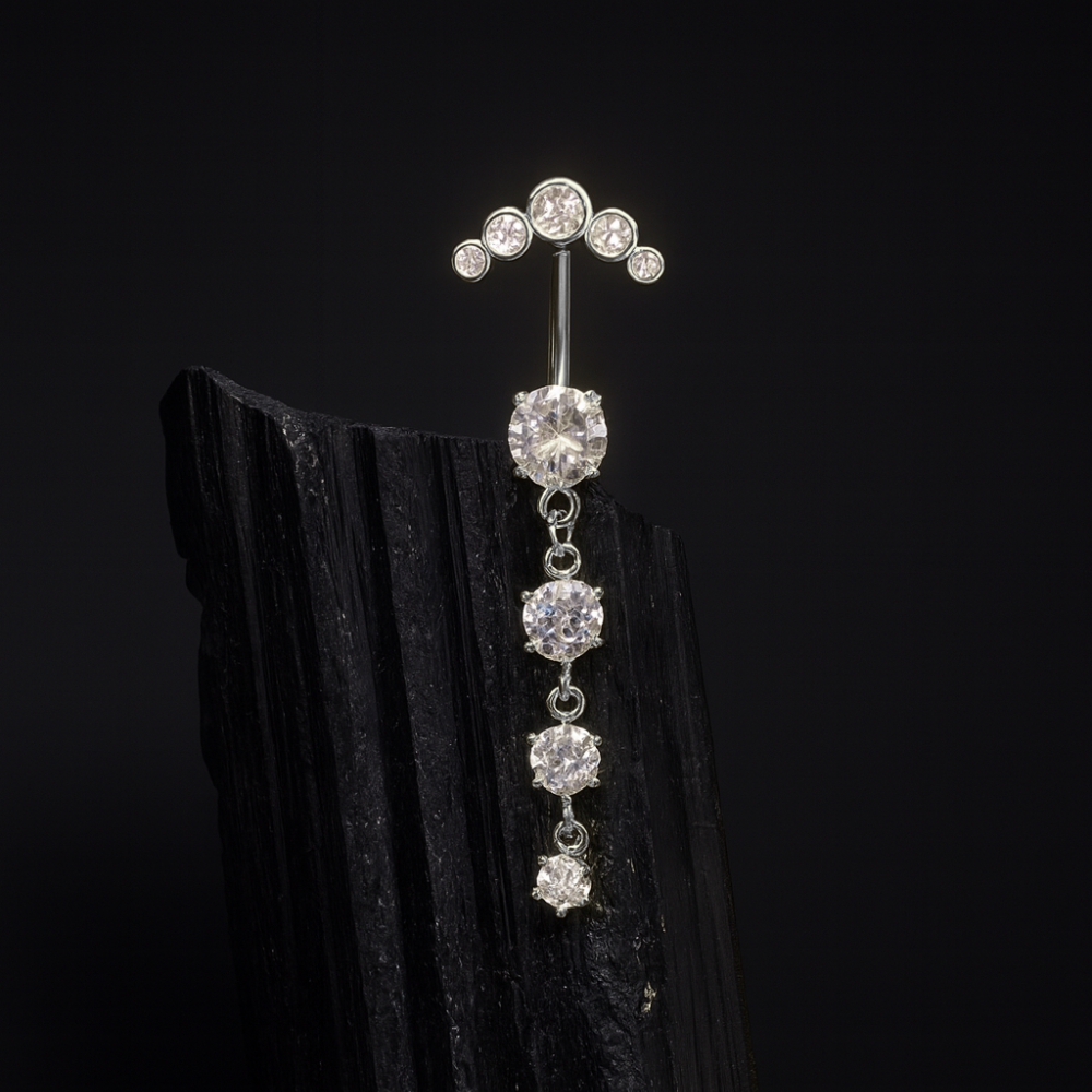 Elegant Titanium & Cubic Zirconia Navel Piercing