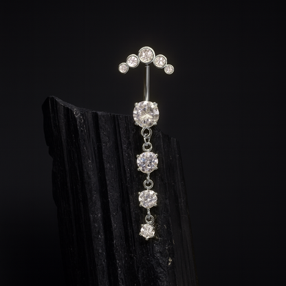 Elegant Titanium & Cubic Zirconia Navel Piercing
