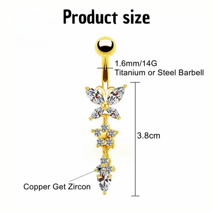 Butterfly Belly Button Piercing • Titanium • Charm