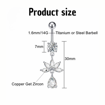 CZ Flower Titanium Belly Button Piercing